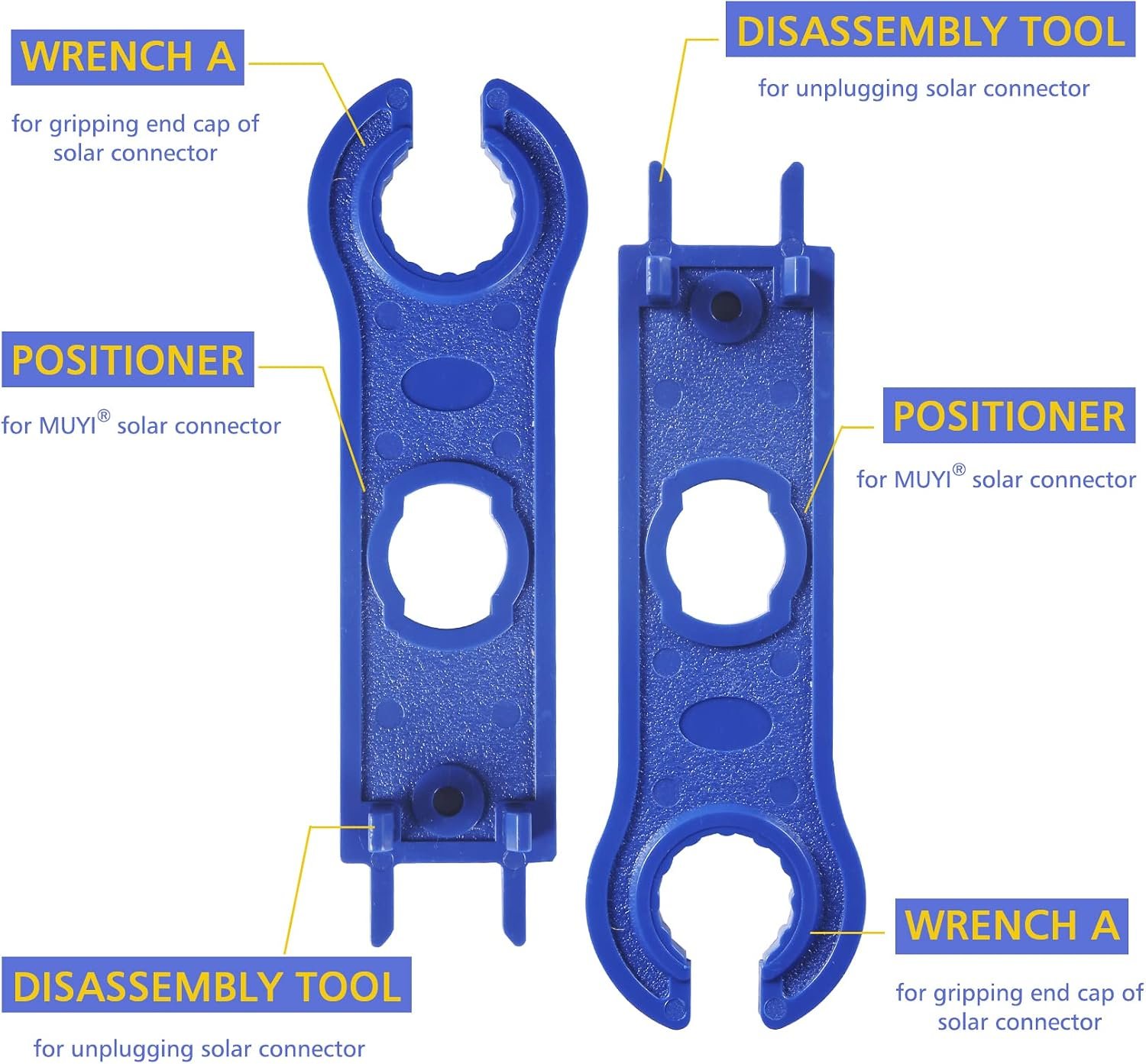 MUYI 47pcs Solar Panel Tools Kits for 13-10AWG Cable (2.5/4/6mm²) | 10 Pair Solar Connectors and 2pcs Spanners Wrench with 1-Piece Wire Crimper Replacement Sets - Image 5
