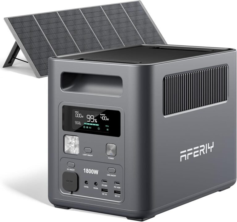 AFERIY Portable Power Station 1024Wh&400W Solar Panel,Solar Generator Kit | 1800W(Peak 3600W) AC Output, LiFePO4 Compact Station
