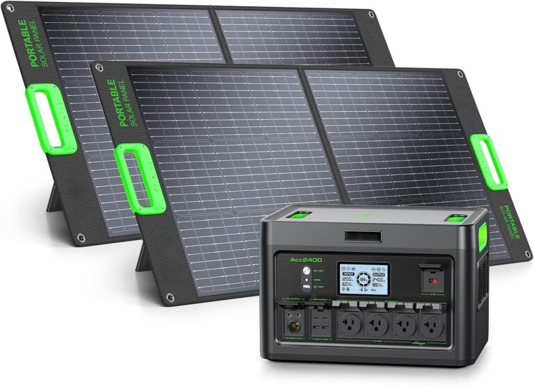 2400W Portable Power Station with 2x100W Solar Panel (Ship Separately) | 1843.2Wh LiFePO4 Battery Backup for Home Use,Solar Generator,4 AC Outlets Up to 2400W, for Outdoor,Off-Grid Living,RV Trip