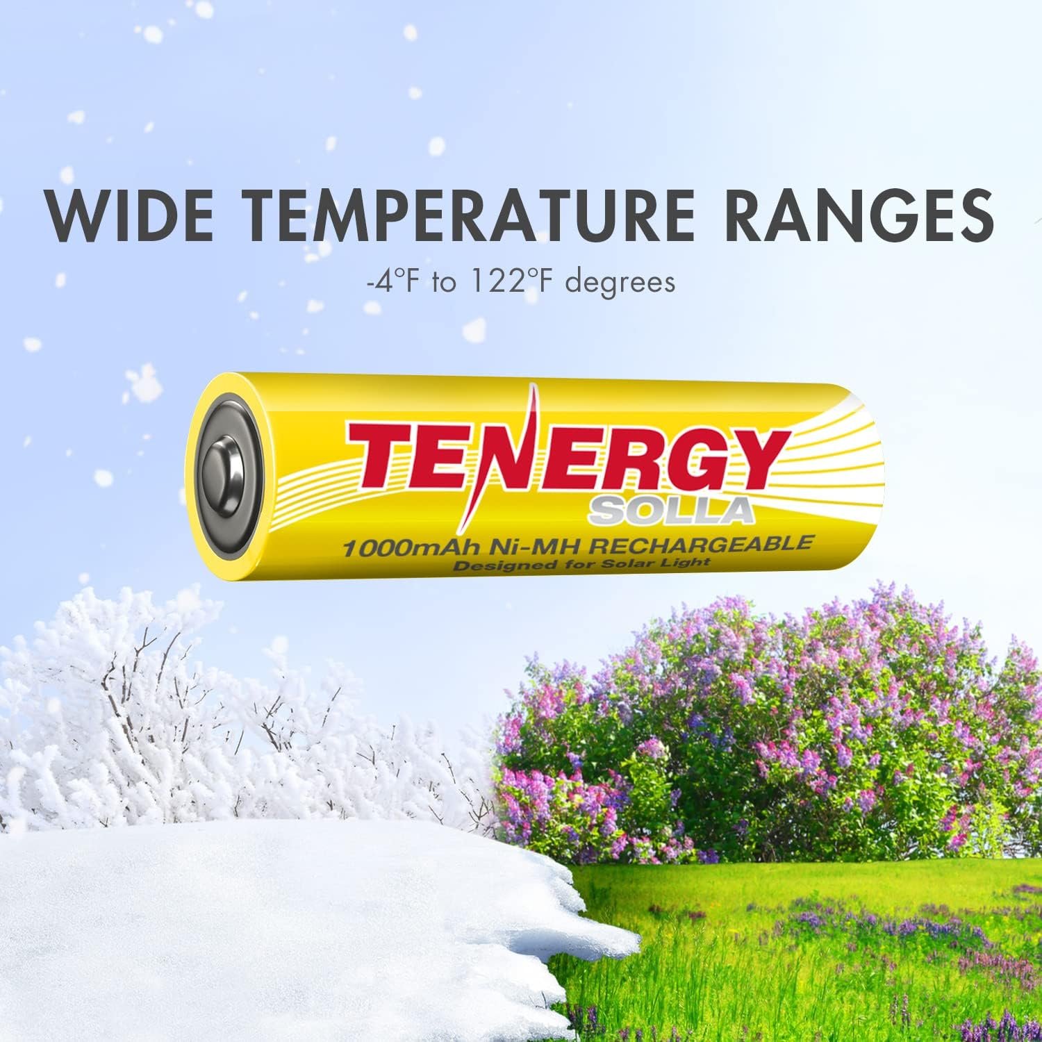 Tenergy Solla Rechargeable NiMH AA Battery, 1000mAh Solar Batteries for Solar Garden Lights, Anti-Leak, Outdoor Durability, 5+ Years Performance, 12 Pack, UL Certified - Image 3