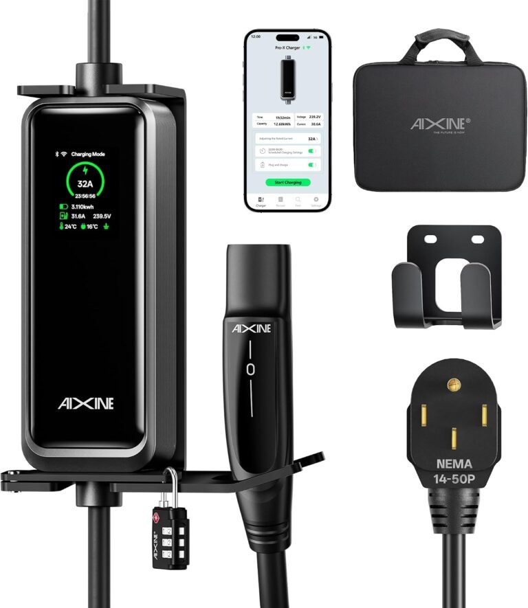 Level 2 EV Charger, 32 Amp Tesla Charger, Tesla Home Charger 25ft Cable, WiFi APP/Plug-Play,240V NEMA 14-50P Plug,for Tesla Models Y/3/S/X NACS Plug,Portable Electric Vehicle Charging Stations