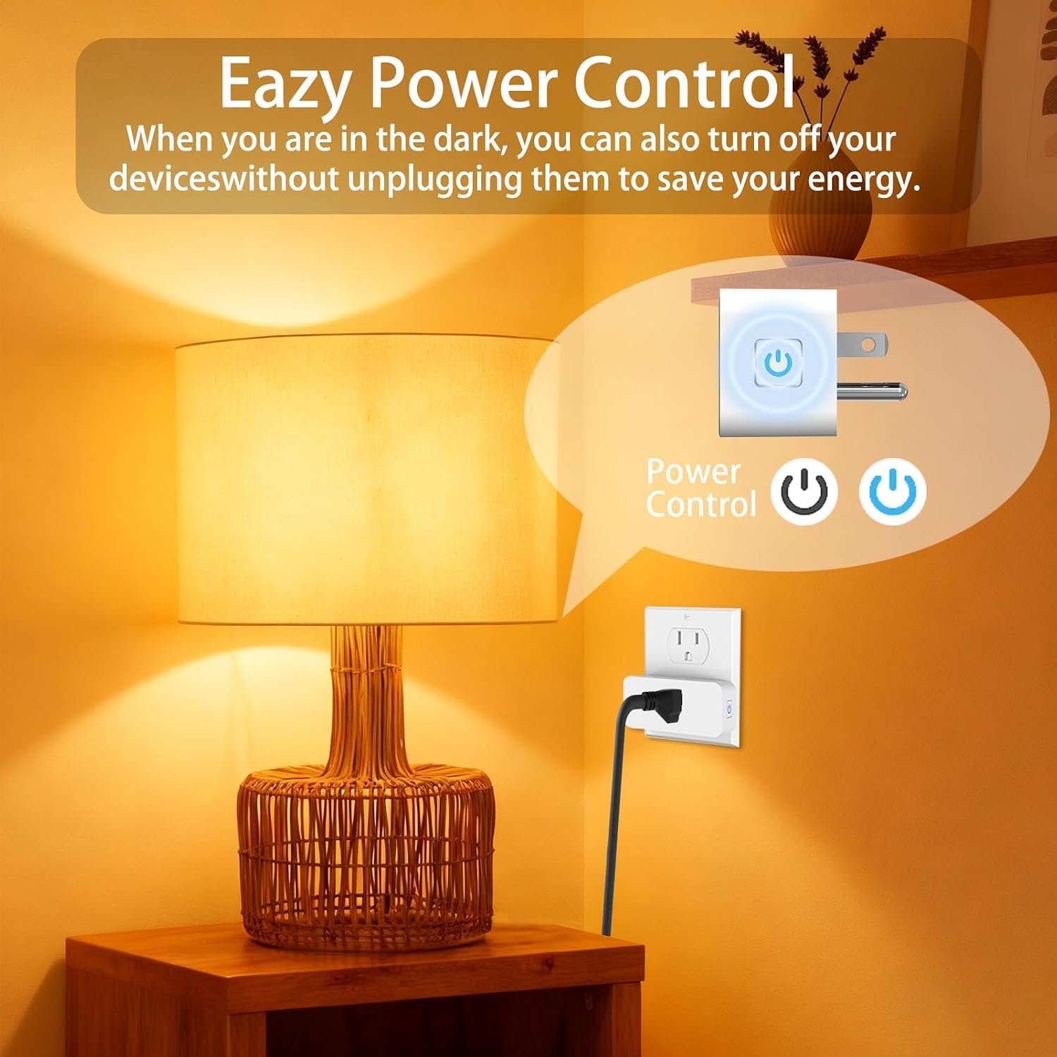 Smart Plug Outlet with Energy Monitoring, 15A 2.4 GHz Wi-Fi, 4-Pack | Tuya App Control, Alexa and Google Assistant Voice Control, 1800W Max Load, Schedules and Timers, ETL Listed, FCC Certified - Image 5