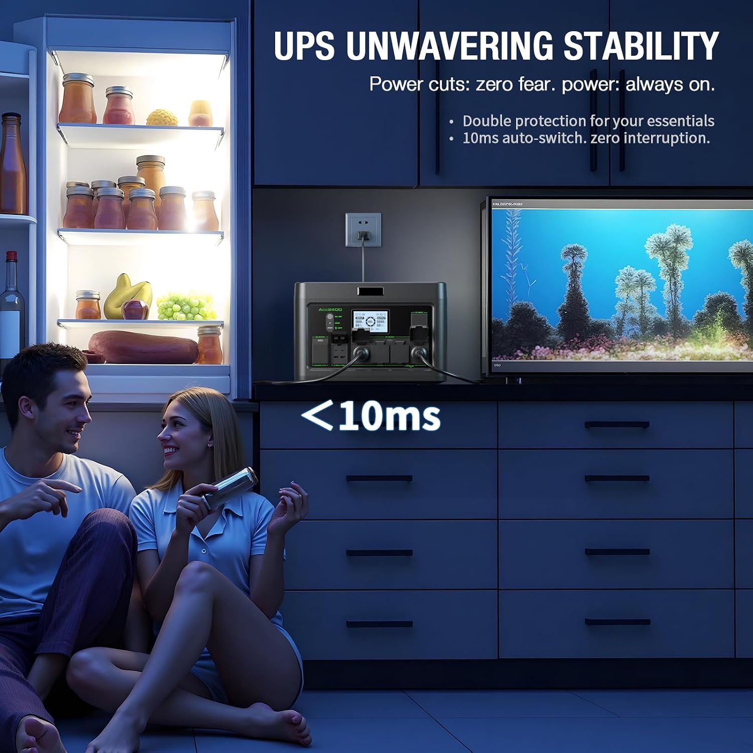 Portable Power Station 2400W, 1843.2Wh Solar Generator Home Use Outages | 4800W Peak, 12 Ports with 4 AC Outlets Pure Sine Wave, 100W USB-C PD, Ultra-Fast Charging for RV Camping, Emergency Power - Image 4