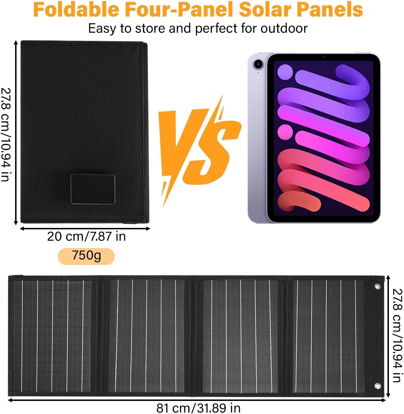 2026Upgrade 40W Foldable Solar Panel Charger,25% High Efficiency Portable N Type Cell,USB-C/USB-A/DC12V MPPT Fast Charging, IP67 Waterproof Lightweight Solar Charger for Outdoor Travel Emergency - Image 5