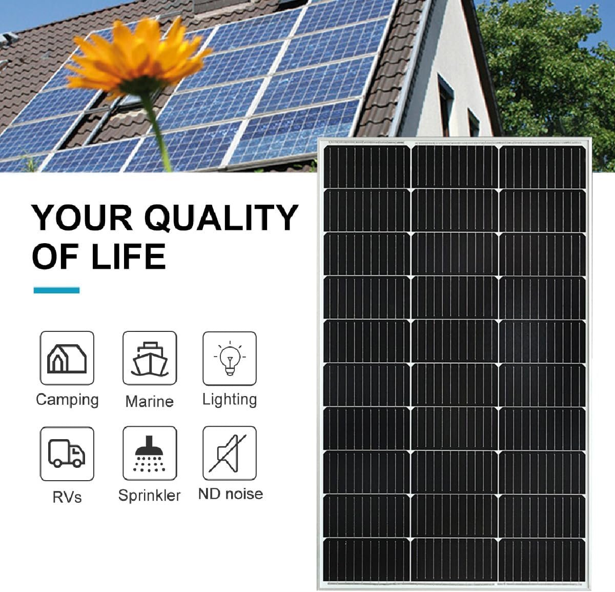 480W Solar Panel Kit with 100Ah LiFePO4 Battery and 1000W Inverter, 12V Complete Off-Grid Solar Power System: 4×120W Solar Panels + 40A MPPT Controller + Pure Sine Wave Inverter for RV Cabin Shed - Image 6
