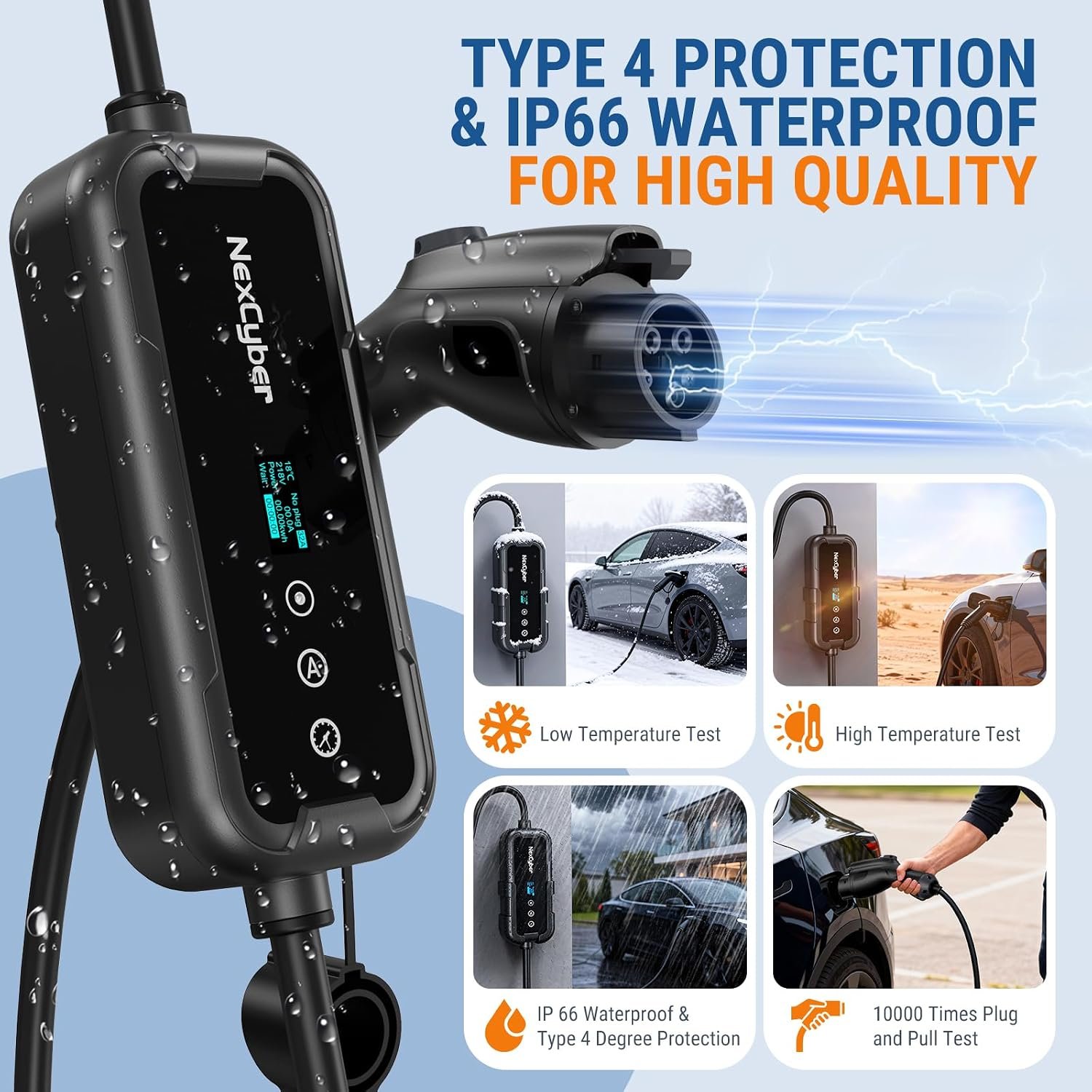 Level 2 EV Charger 32Amp with WiFi APP/Plug-Play, 240V NEMA 14-50P Plug, 25FT Cable with ETL Certified, Portable Electric Vehicle Charging Stations EVSE J1772 Connector (32) - Image 7