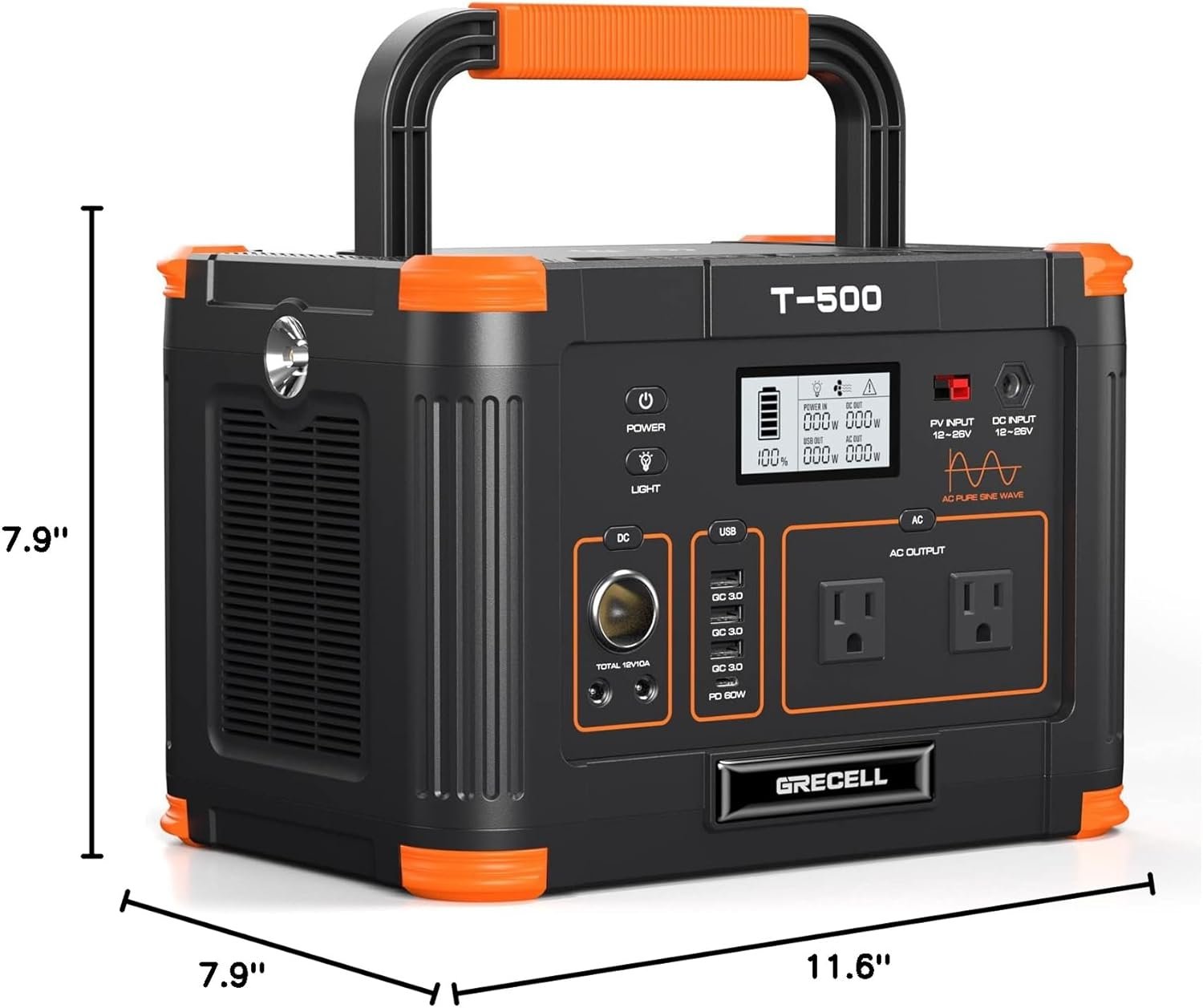 Portable Power Station 500W(Peak 1000W), 519Wh Outdoor Solar Generator | Backup Battery Pack with 2 AC Outlets, 500W 10-Port Powerhouse for RV/Van Camping Fishing Climbing Road Trip Home Emergency - Image 10