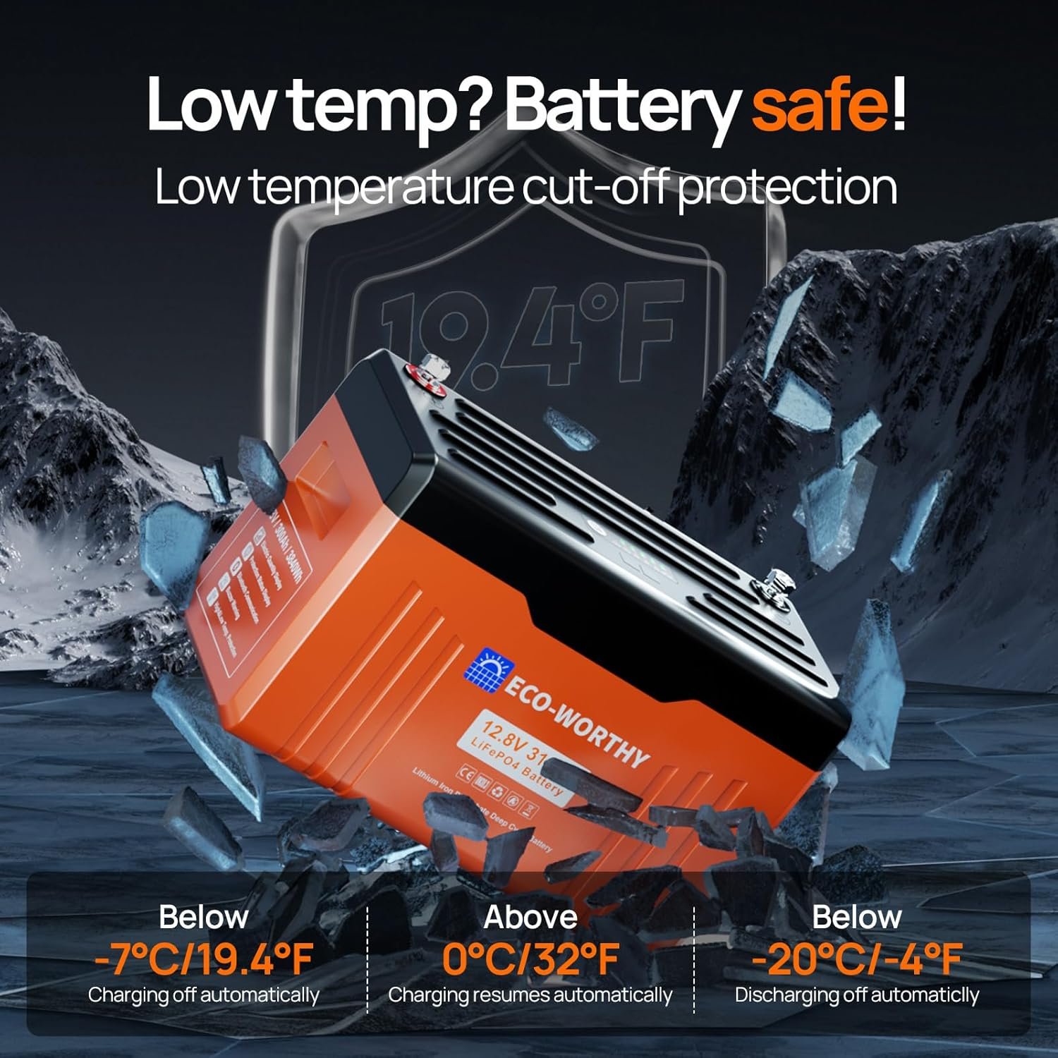 ECO-WORTHY 12V 314AH LiFePO4 Lithium Battery Bluetooth with SOC LEDs, Low Temp Protection, 4019WH, 200A BMS Up to 15000 Deep Cycle for Off-Grid, RV, Solar Power System, HomeBackup - Image 8