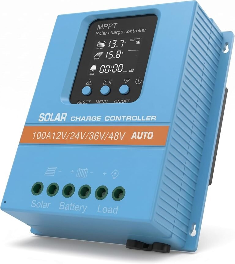 Solar Charge Controller 100A 12V 24V 36V 48V Intelligent Recognition LCD Display Battery Intelligent Regulator Maximum 100V Input Dual USB for Lead Acid/Lithium Battery (SA100A)