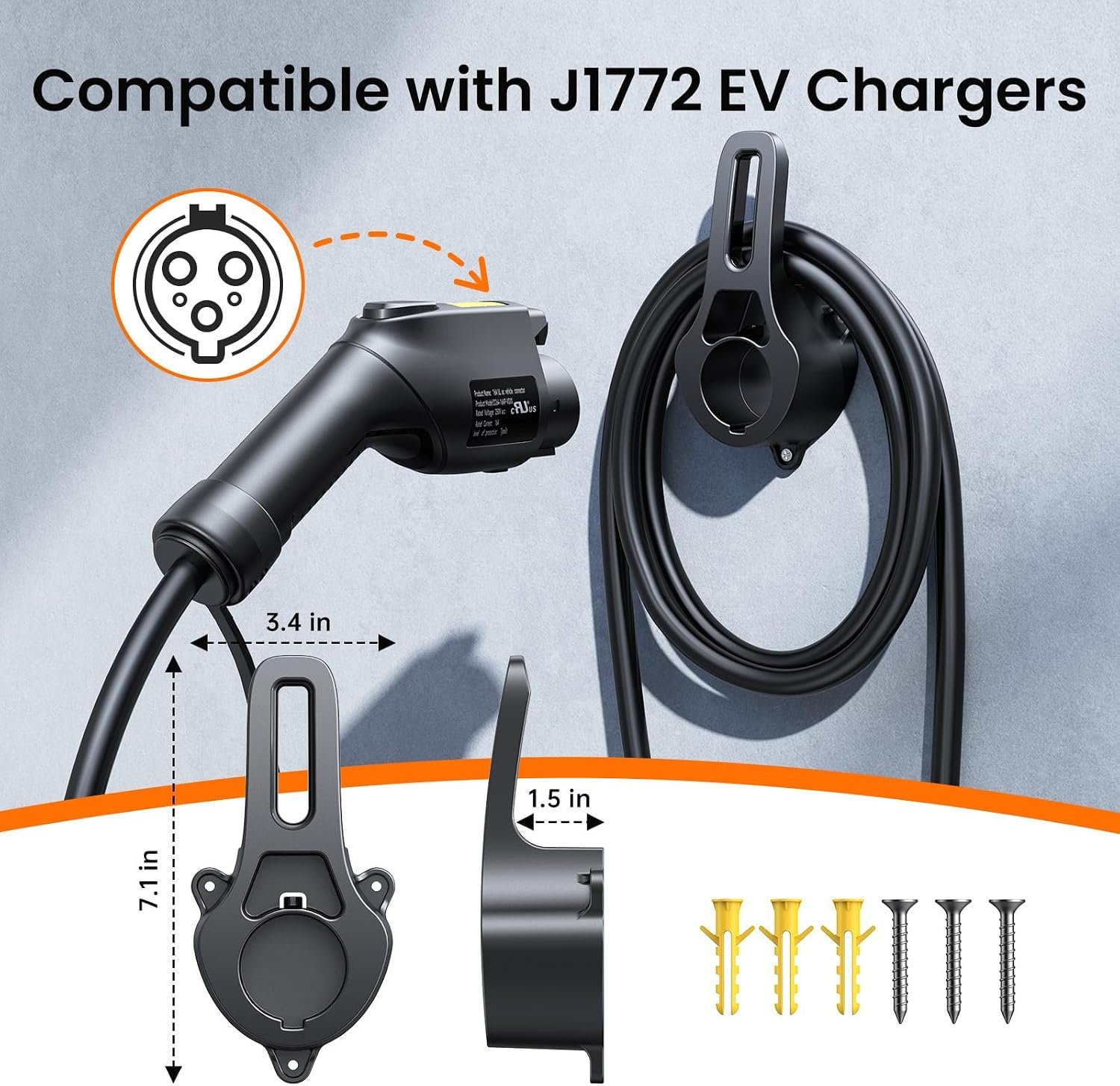 Raylix SAE J1772 Charger Holder Organizer, Wall-Mount EV Charging Cable Dock, Heavy-Duty Military-Grade Material, Durable, Easy Installation, Secure Connector Storage, Clean Garage Solution - Image 5