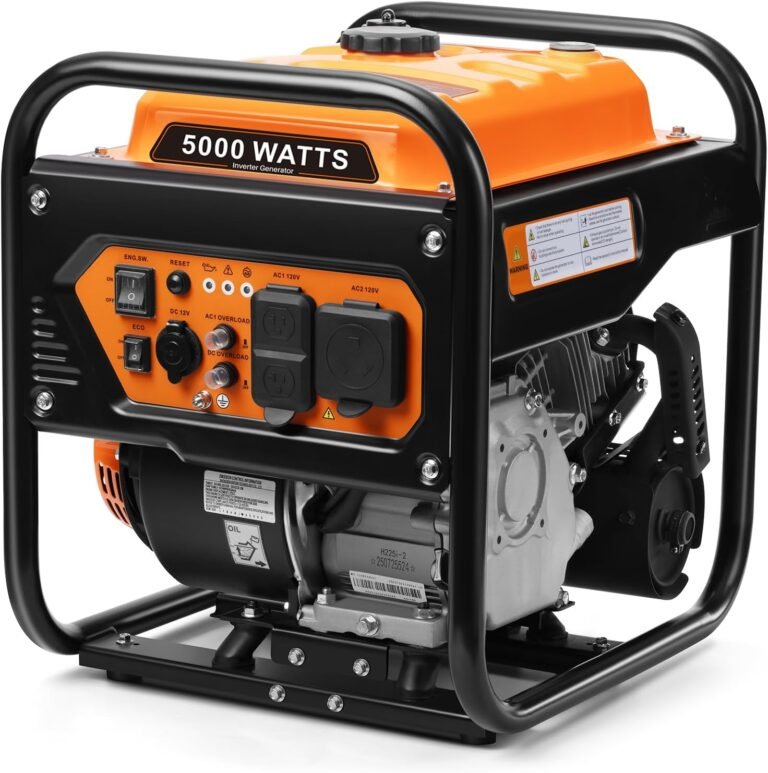 Oxseryn 5000-Watts Portable Inverter Generator, Gas Generator for Home Backup, 30A Outlet, RV Ready, ECO Mode, 60Lbs, EPA Compliment