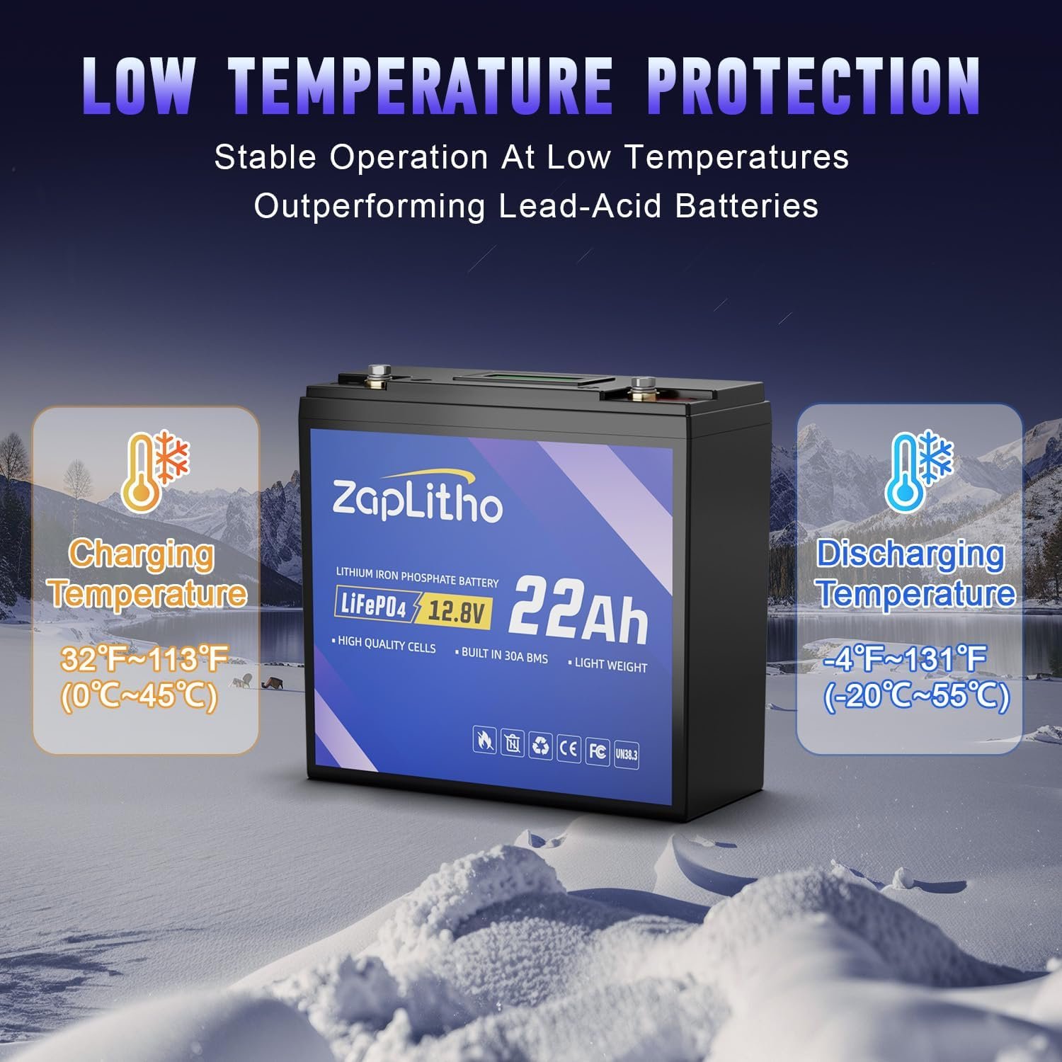 Upgraded 12V 22Ah Lithium Battery LiFePO4, LCD Voltage Diaplay & 30A BMS, Deep Cycle Grade A Cells, Lightweight Lithium Iron Phosphate Battery for Fishfinder, Ham Radio, Camp, Solar, Off Grid - Image 8