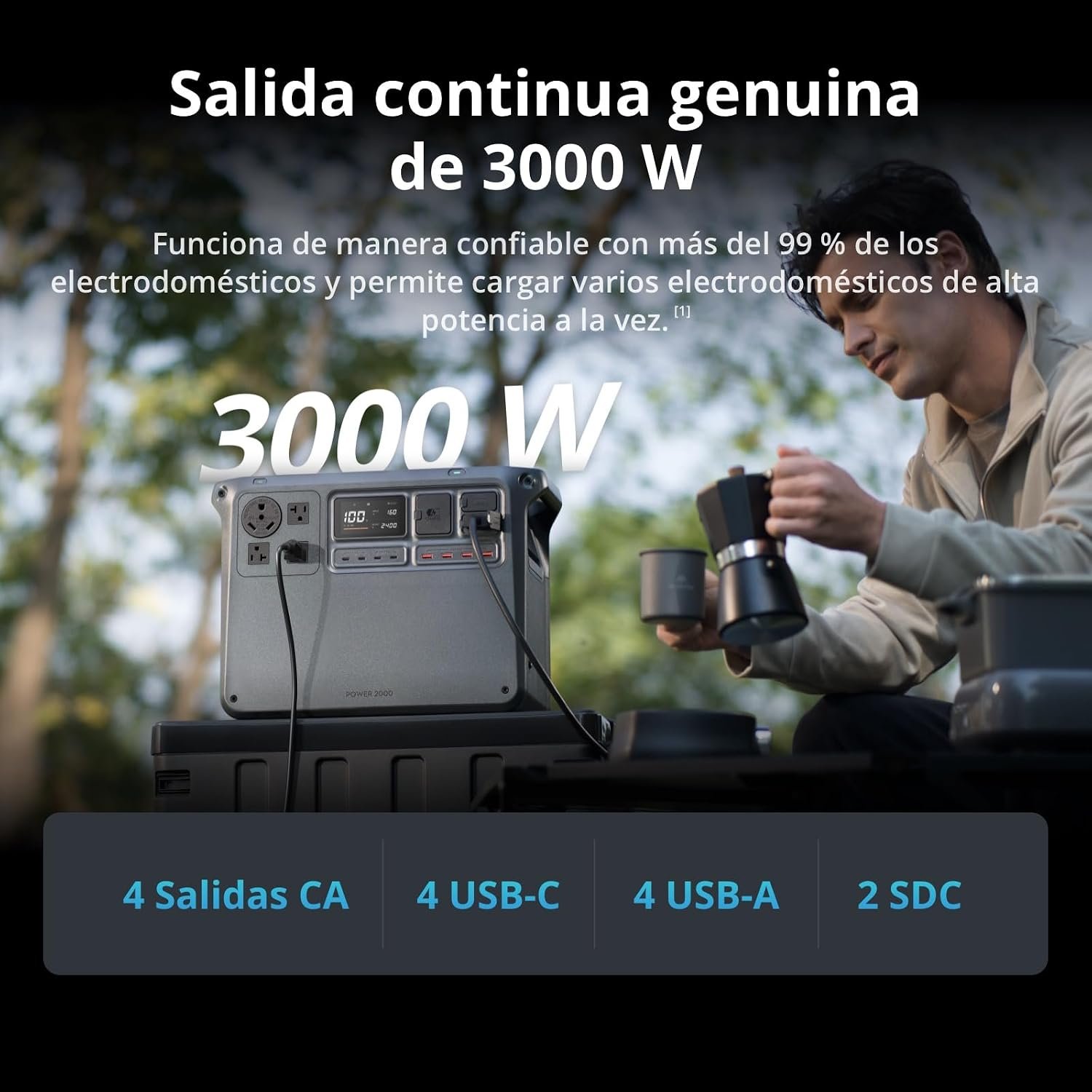 DJI Power 2000 Portable Power Station, 2048Wh LFP Battery | Compact Size, 3000W Stable Output, Fast Recharge, Electric Generator for Home, Camping & RVs, Off-Grid - Image 2