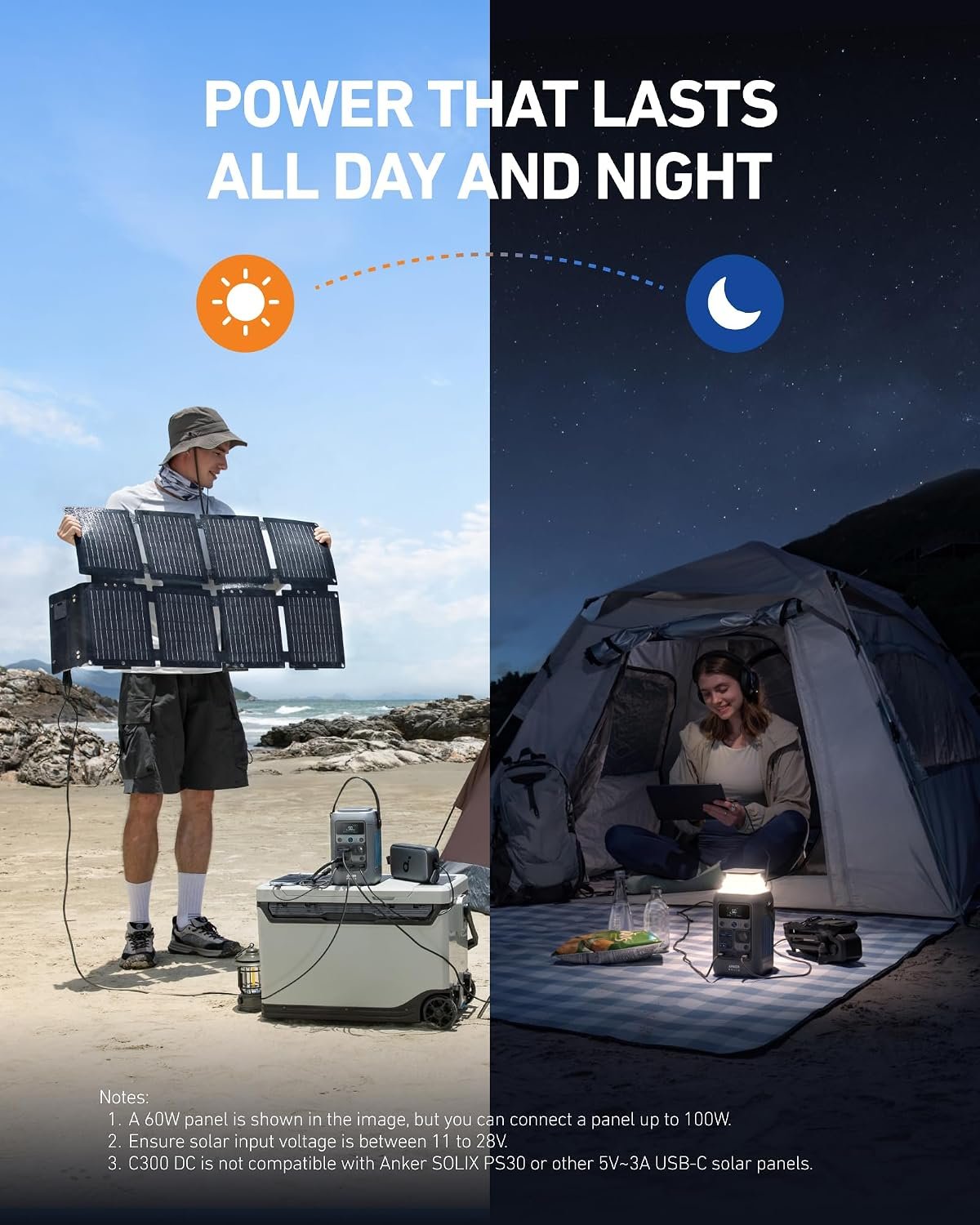 Anker SOLIX C300 DC Portable Power Station, 288Wh, 300W, Outdoor Camping | 288Wh LiFePO4 Battery, 300W Solar Generator for UPS, Travel, and Emergency Use (No Wall Charger Included) - Image 7