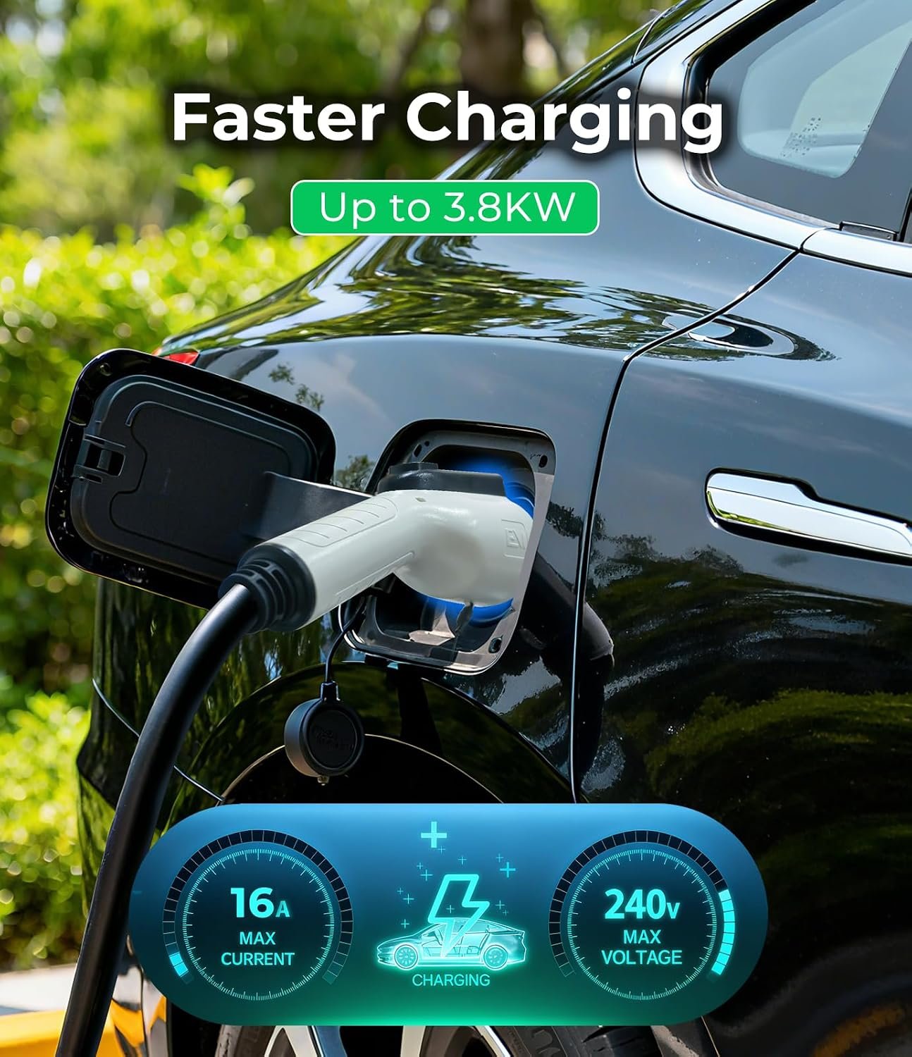 16Amp J1772 EV Charger Extension Cable, 17ft SAE J1772 Extension Cord Compatible with 110V-240V Level 1/Level 2 EV Chargers for J1772 EVs/PHEVs,IP67 Waterproof Car Charger Extension Cable with Bag - Image 2