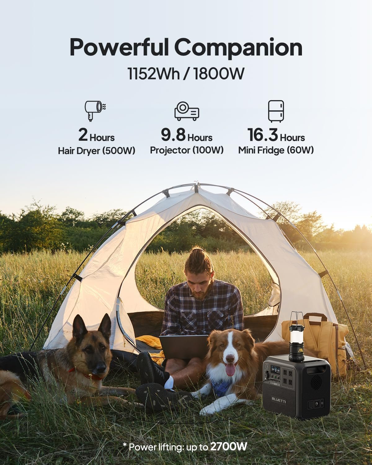 BLUETTI AC180 Solar Generator with 200W Solar Panel Included, 1152Wh 1800W | LFP Battery w/ 4 1800W (2700W Peak) AC Outlets, 0-80% in 45Min, Portable Power Station for Camping, Off-grid, Power Outage - Image 2