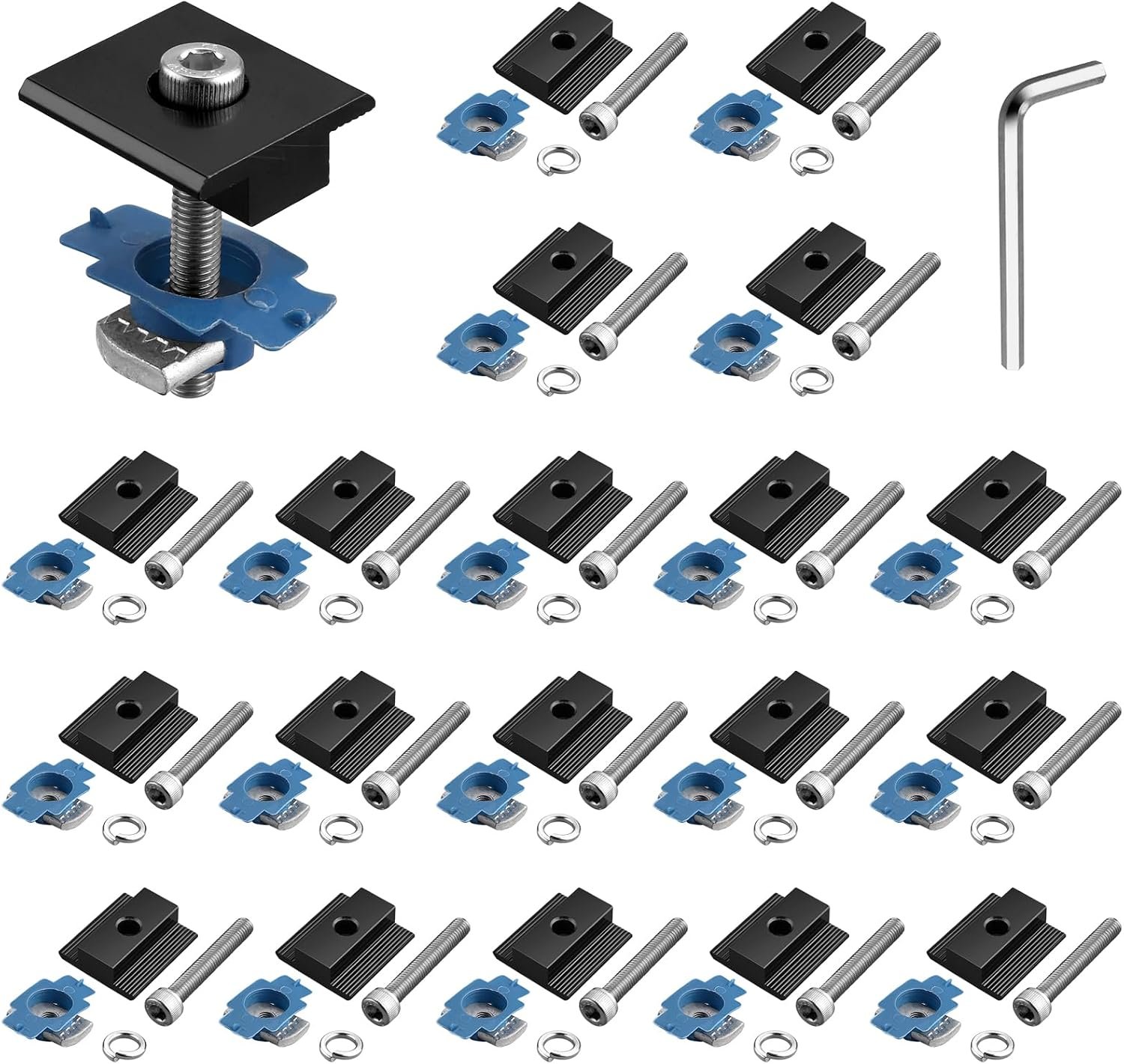 Anbte 20pcs Solar Panels Mid Clamps for Unistrut, 30mm/35mm, Black | Aluminium Solar Panel Brackets, Solar Panel Mounting Kit for Metal Roof, Tin Roof, Flat Roof, Sheet Roof, RV, Black - Image 9