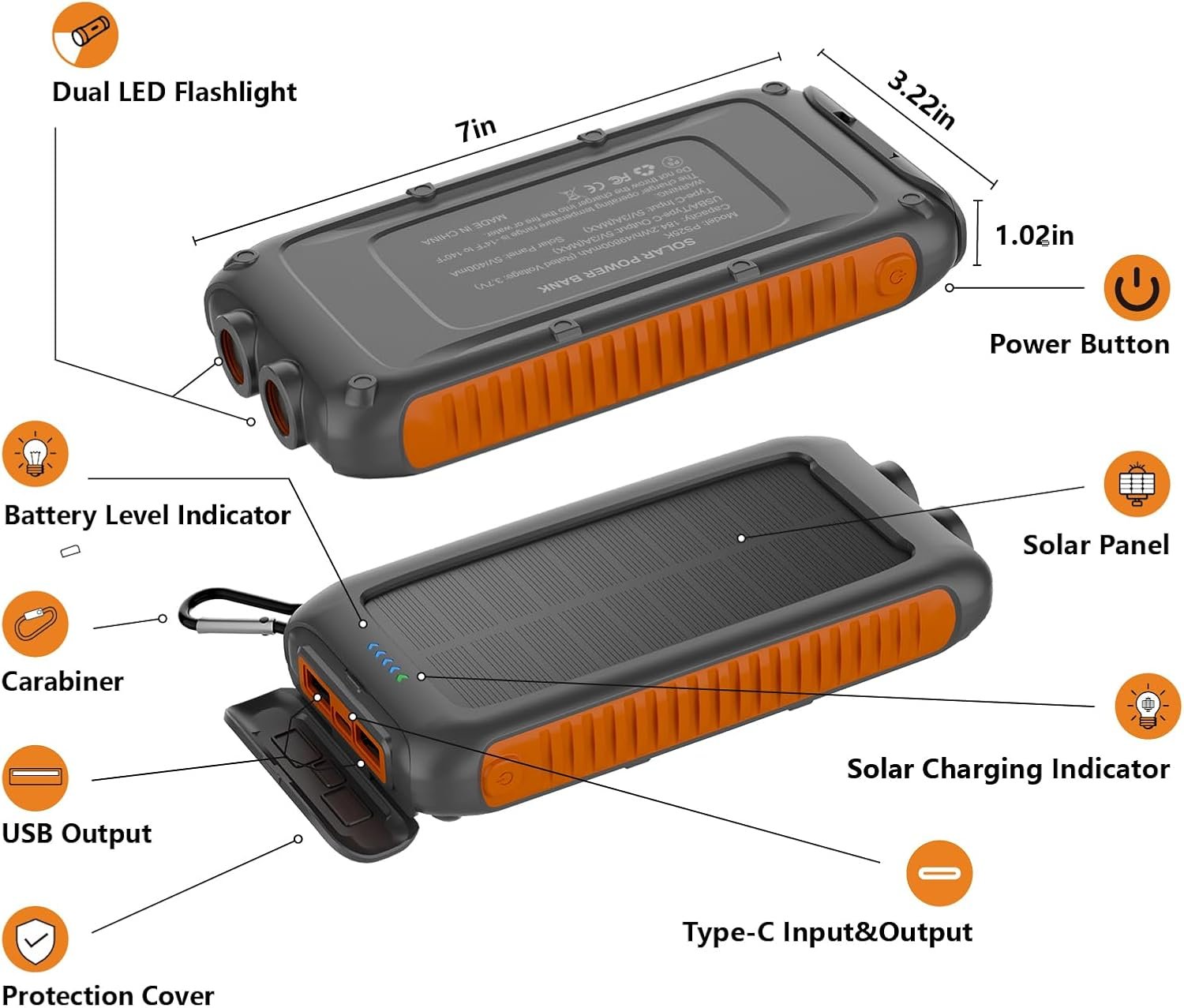 Solar Charger Power Bank 49800mAh, Portable Solar Phone Charger with 2 USB-A & USB-C Ports, 15W Fast Charging for iPhone, Samsung and More, Dual Flashlightfor Camping, Travel & Emergency Backup - Image 9