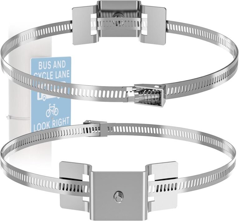 ZhouDaShu 2Pcs Sign Mounting Brackets for Larger Poles, Adjustable Street Sign Mounting Hardware with Pole Clamps. Pole Mounting Kit for Water Heater Expansion Tank,Security Camera,Solar Ligh