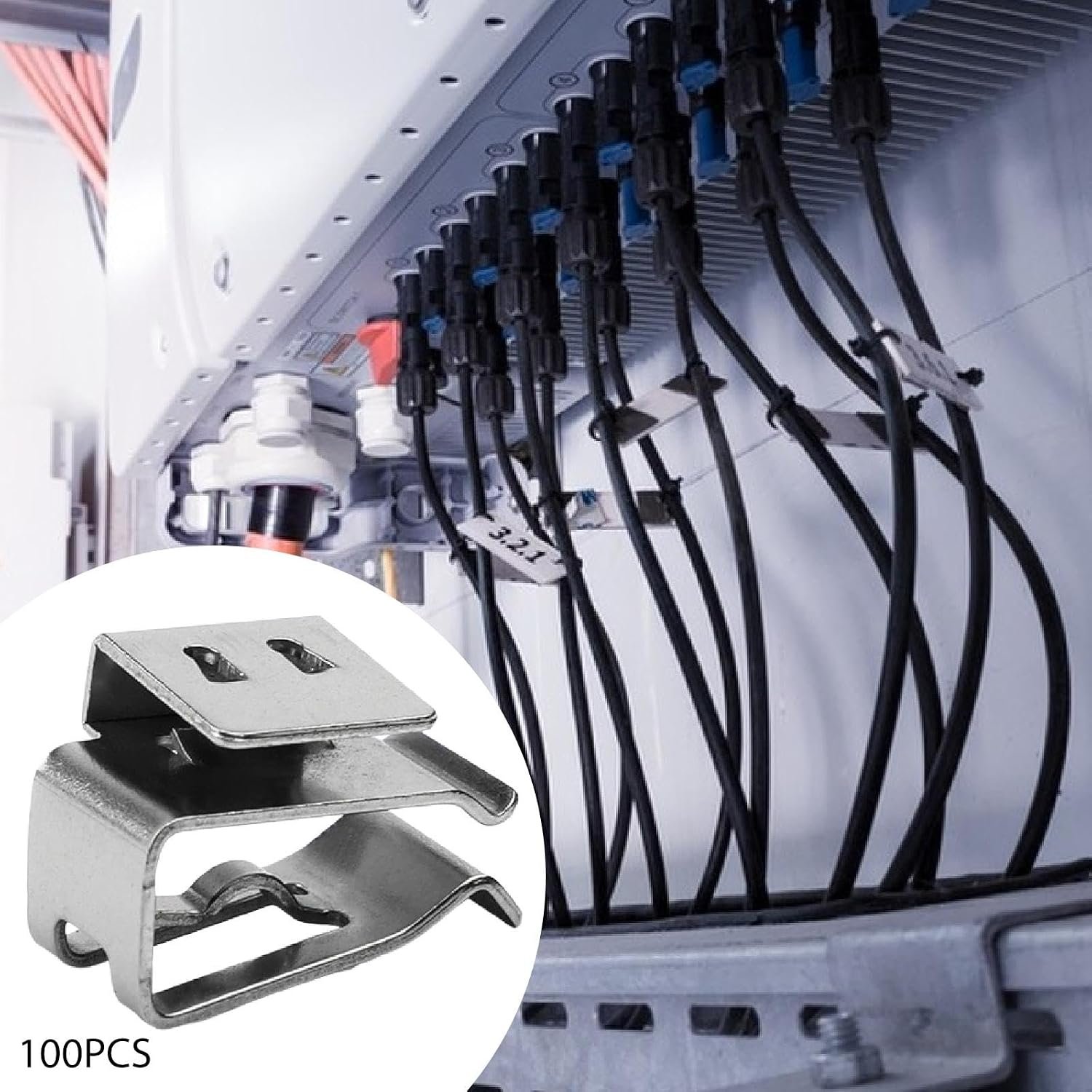 Fenteer Wire Clips Easy Installation Secure Pv Cable Clamps 90-Degree Double Wire Clip for Pv Module Cables Management, 100 Pieces - Image 7