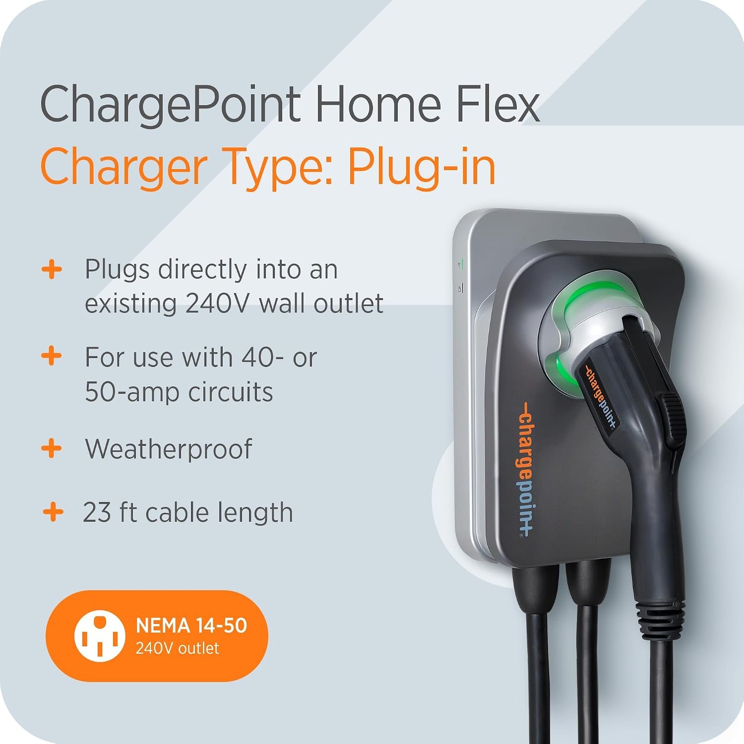 ChargePoint HomeFlex Level 2 EV Charger J1772 - NEMA 14-50 Plug | Fast Smart Battery Power Charging at Home for Electric Automobile Vehicles - for Electric Car - Image 4