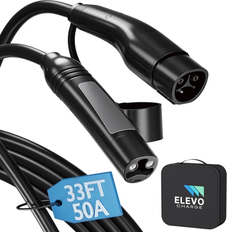 EV Charger Extension Cable for Tesla, 33ft 11kW 50A Extension Cord for NACS Charger Compatible with Model 3/Y/X/S/Cybertruck, with NACS Plug for Level 1 & 2 Tesla Wall Connector