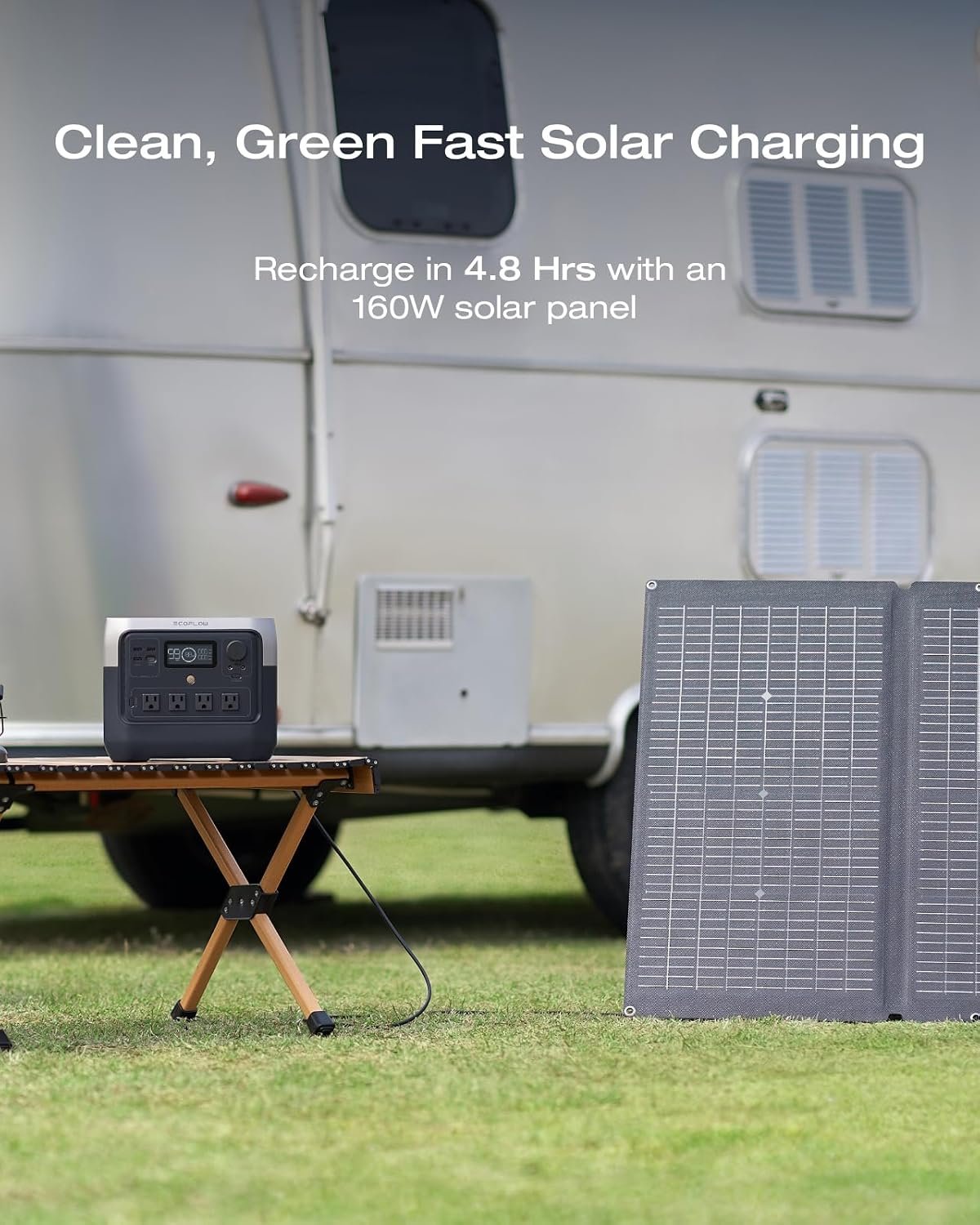 EF ECOFLOW Solar Generator RIVER 2 Pro & 160W Portable Solar Panel, 768Wh | 70 Min Fully Charged,LFP Battery, 4X800W (Up to 1600W) AC Outlets, Portable Power Station for Camping, RV, Home Backup - Image 2
