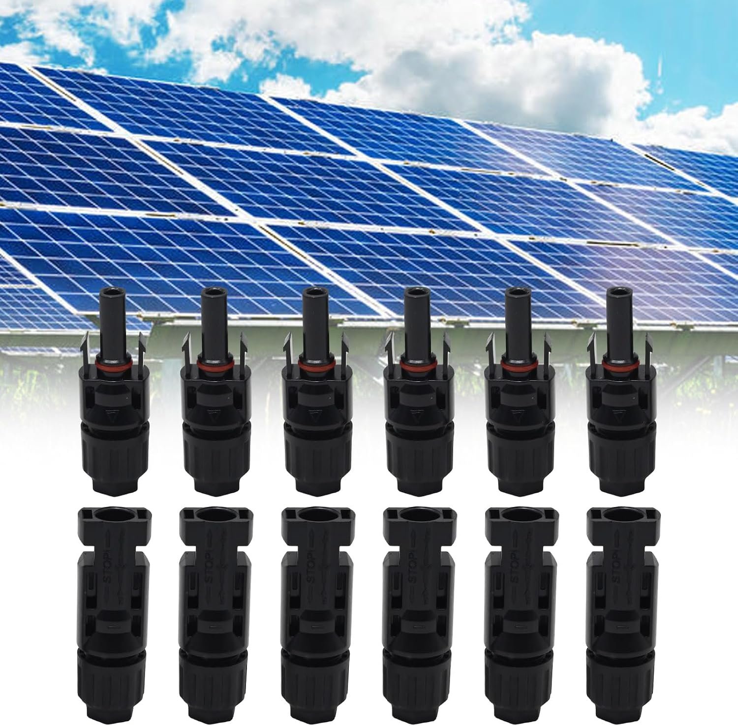 12Pcs Solar Connectors 10AWG for Solar Panel Cable Male and Female with Spanners and Connector Pins for 2.5/4/6mm² Solar PV Wire (12Pcs (6 Pair)) - Image 4