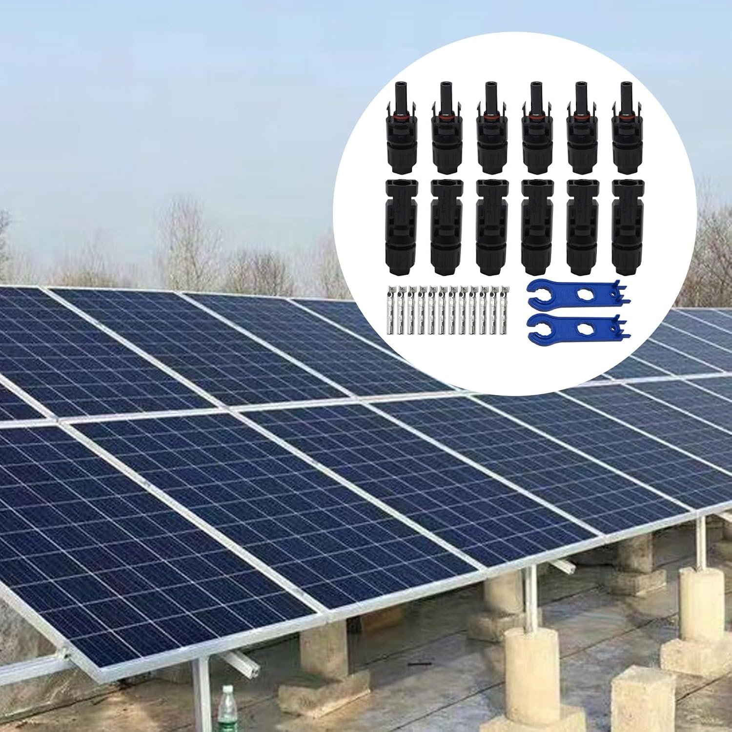 12Pcs Solar Connectors 10AWG for Solar Panel Cable Male and Female with Spanners and Connector Pins for 2.5/4/6mm² Solar PV Wire (12Pcs (6 Pair)) - Image 3