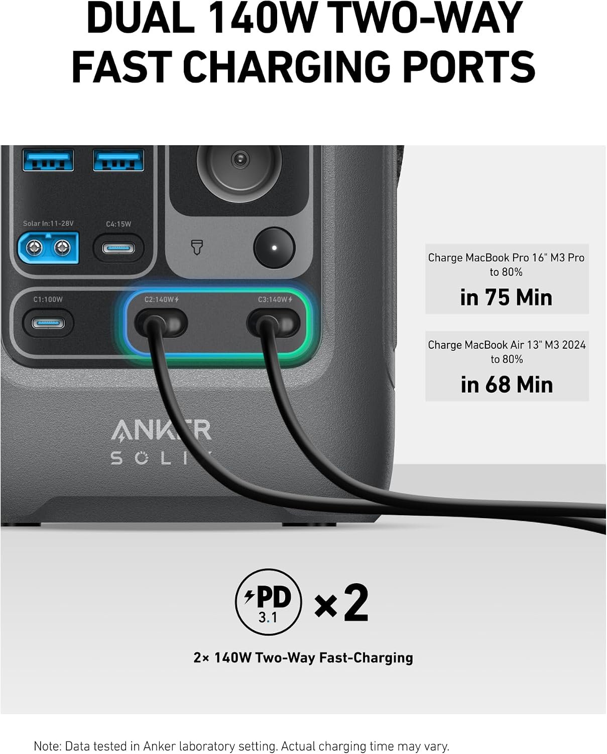Anker SOLIX C300 DC Portable Power Station, 288Wh, 300W, Outdoor Camping | 288Wh LiFePO4 Battery, 300W Solar Generator for UPS, Travel, and Emergency Use (No Wall Charger Included) - Image 5