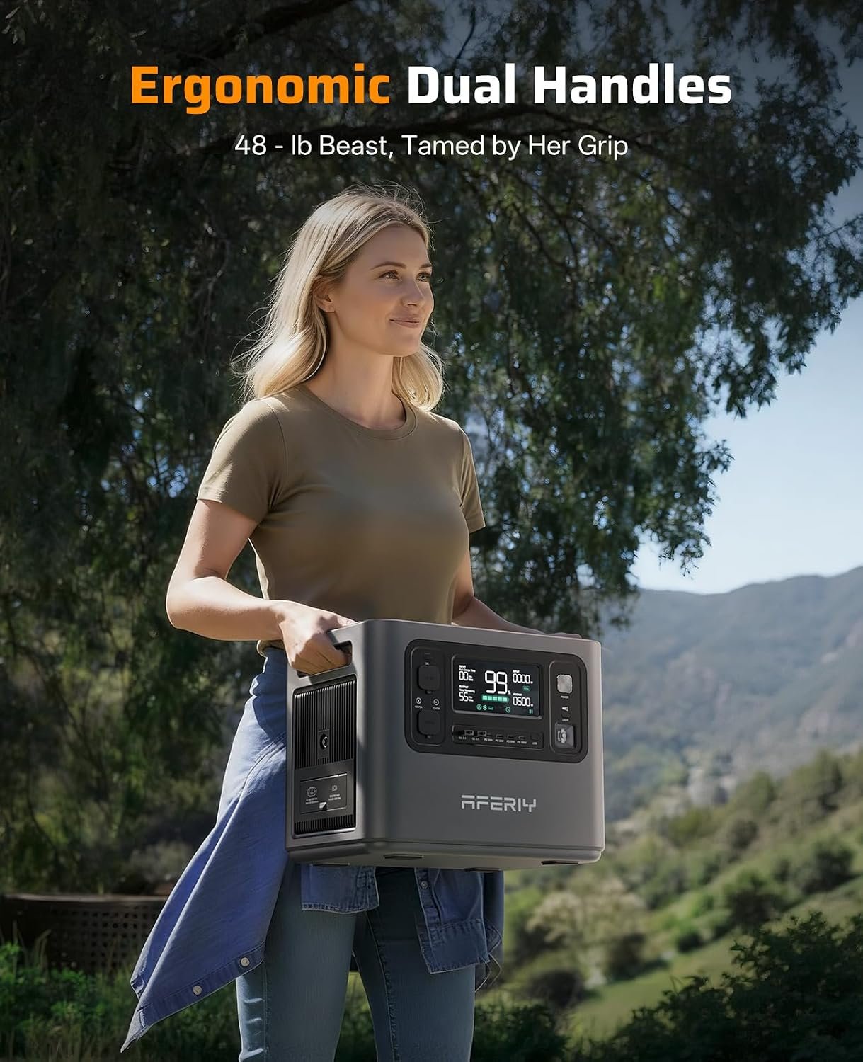 AFERIY P210 Solar Generator 2048Wh Portable Power Station 2400W (4800W Peak | 3500+Cycle LiFePO4 Battery,AC Fast Charging,12V/25A XT60 DC output,10ms UPS Power Outages,Home Backup,Camping(Solar Optional) - Image 7