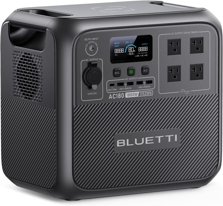 BLUETTI AC180 Portable Power Station 1152Wh 1800W LiFePO4 Solar Generator | Battery Backup w/ 4 1800W (2700W Peak) AC Outlets, 0-80% in 45Min, Fast Charge LFP Power for Camping, Off-grid, Power Outage