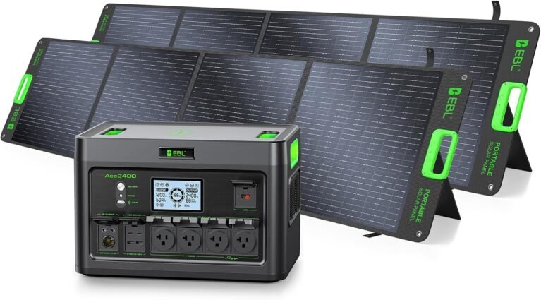 EBL 2400W Portable Power Station with 2x200W Portable Solar Panels