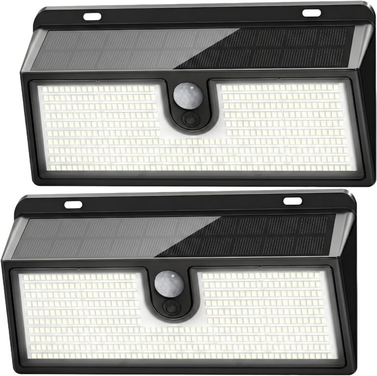 Solar Flood Lights Outdoor Motion Sensor, 452 LED Solar Security Lights with 26FT PIR Sensor, 270° Wide Angle, 30% Solar Conversion, IP65 Waterproof, 3 Modes for Yard Garage Fence Patio, 2 Pack