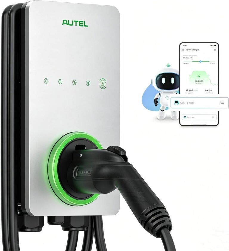 Autel Home Level 2 EV Charger up to 50Amp, 240V, Indoor/Outdoor Car Charging Station, Flexible 25-Foot Cable,Hardwired, Silver | Up to 46 Mi/Hr,Smart WiFi&Bluetooth App Control,Indoor/Outdoor Rated, Adjustable 16-50A, Certified Safety Protection