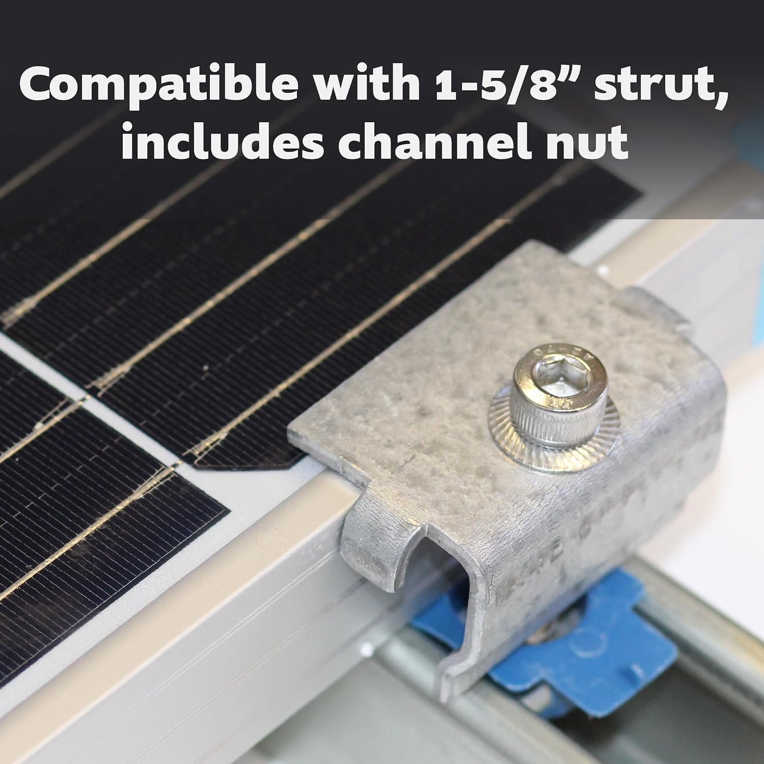 SPEC158-5PK Solar Panel End Clamps for 1-5/8 in. Steel Strut Channel, Solar Panel Kit with End Clamps and Cone Nuts for Mounting Solar Panels, Pack of 5 - Image 3