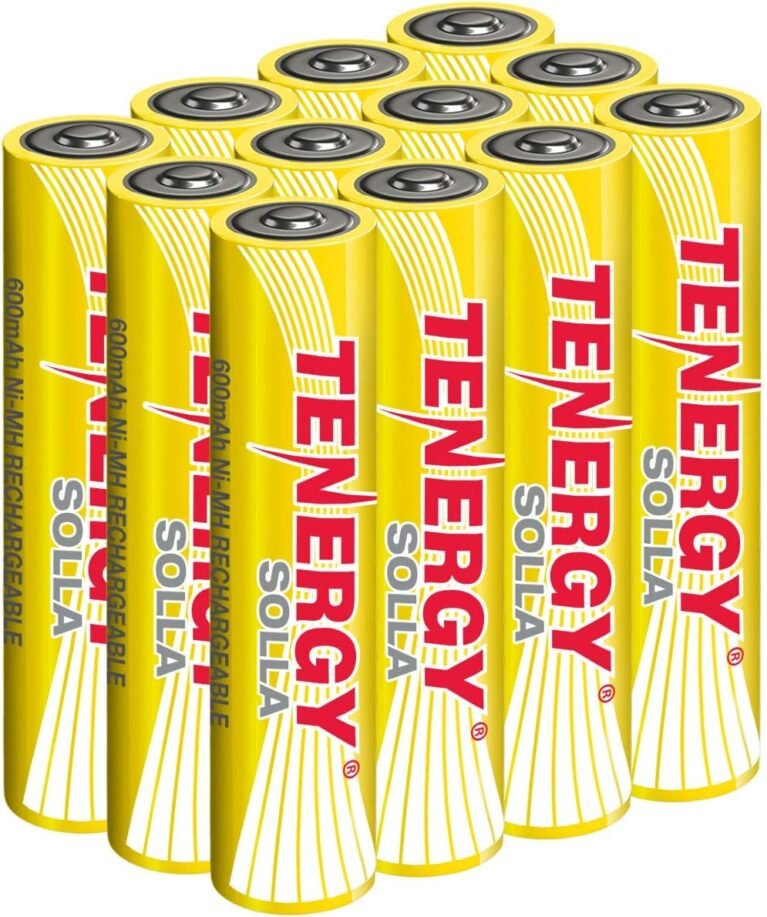 Tenergy Solla AAA Rechargeable NiMH Battery, 600mAh Solar Batteries for Outdoor Solar Lights, Patio Lights, Anti-Leak, 5+ Years Performance, 12 Pack, UL Certified
