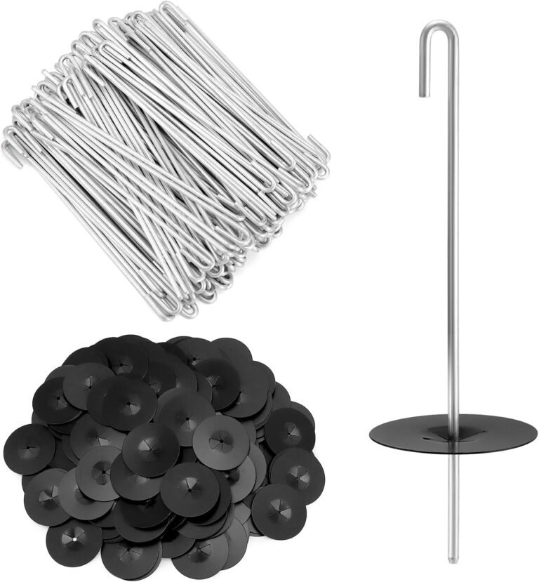 QWORK 200-Pack Stainless Steel Solar Panel Guard Clips with Self-Locking Washers and J Hooks –UV-Protected, Animal Guard Fastener Clips for Bird Wire & Pigeon Fencing, 38mm Clip Width