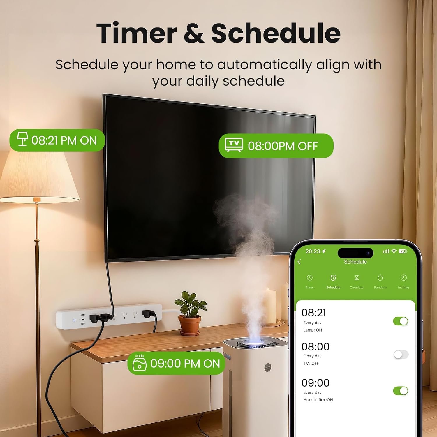GHome Smart Power Strip with Energy Monitoring, 6 WiFi Outlets & 30W USB-C Fast Charging, Works with Alexa & Google Home, Flat Plug Power Strip, 2.4GHz WiFi Only, No Hub, 7.2ft Extension Cord - Image 5