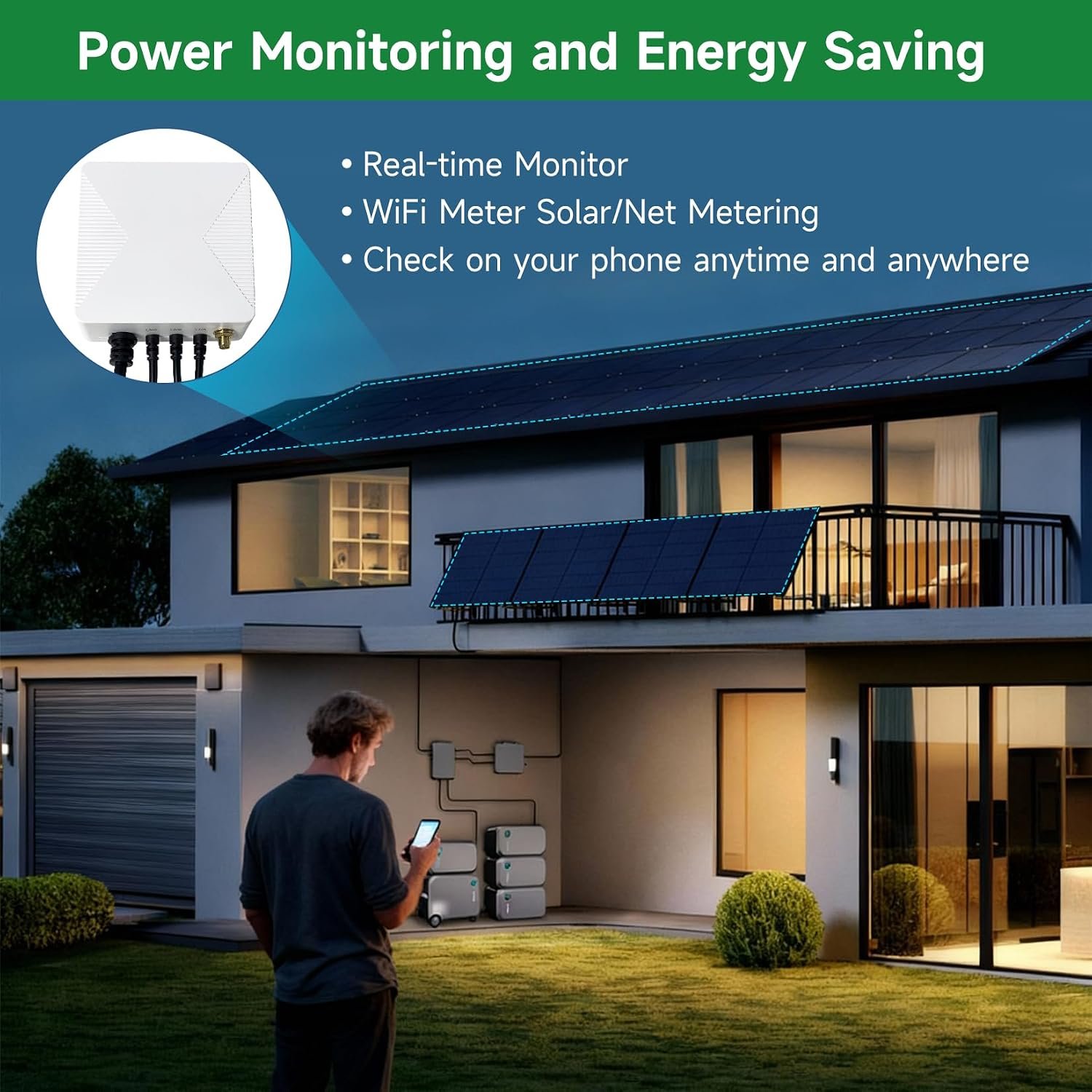 Smart Home Energy Monitor with 3 200A Clamps EdgeAnt, Real-Time Accurate Energy Consumption Tracking and Save Money, Home Energy Automation and Control, Solar Net Metering 2.4 GHz WiFi - Image 4