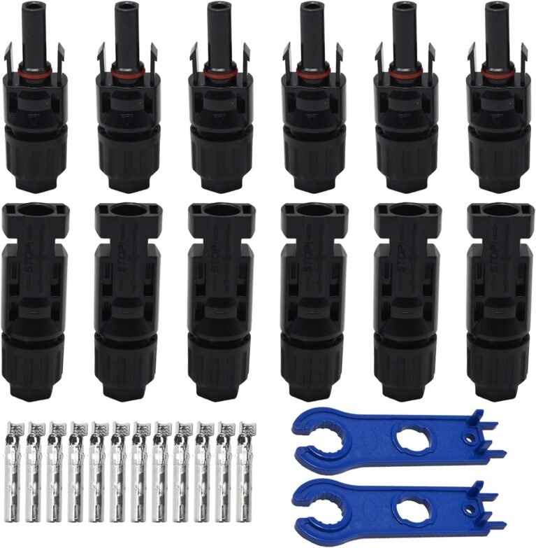 12Pcs Solar Connectors 10AWG for Solar Panel Cable Male and Female with Spanners and Connector Pins for 2.5/4/6mm² Solar PV Wire (12Pcs (6 Pair))
