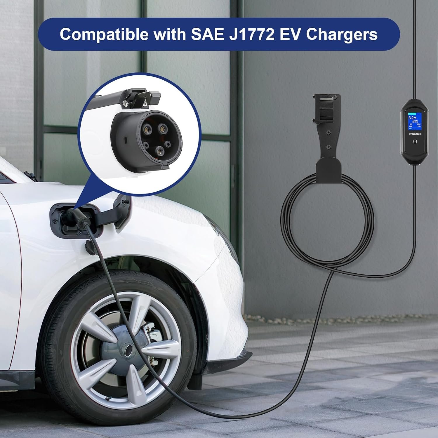 J1772 EV Charger Holder Wall Mount, Flush-Mount EV Cable Organizer | Space-Saving Low-Profile Design Prevents Protrusion Collisions, Arc-Shaped Edges Prevent Cable Damage, Indoor & Outdoor Use - Image 6