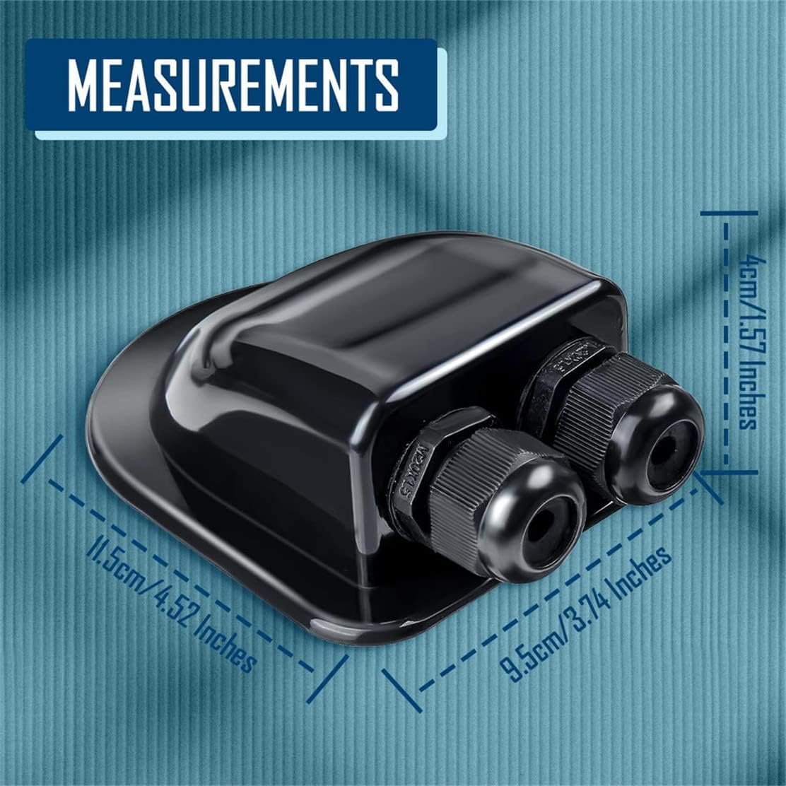 Solar Cable Entry Gland Waterproof Double Cable Connector Cover Solar Photovoltaic Junction Box Plastic Bracket Curved ABS Dual Wire Entry Housing for Solar Panels of RV, Caravan Boat - Image 2