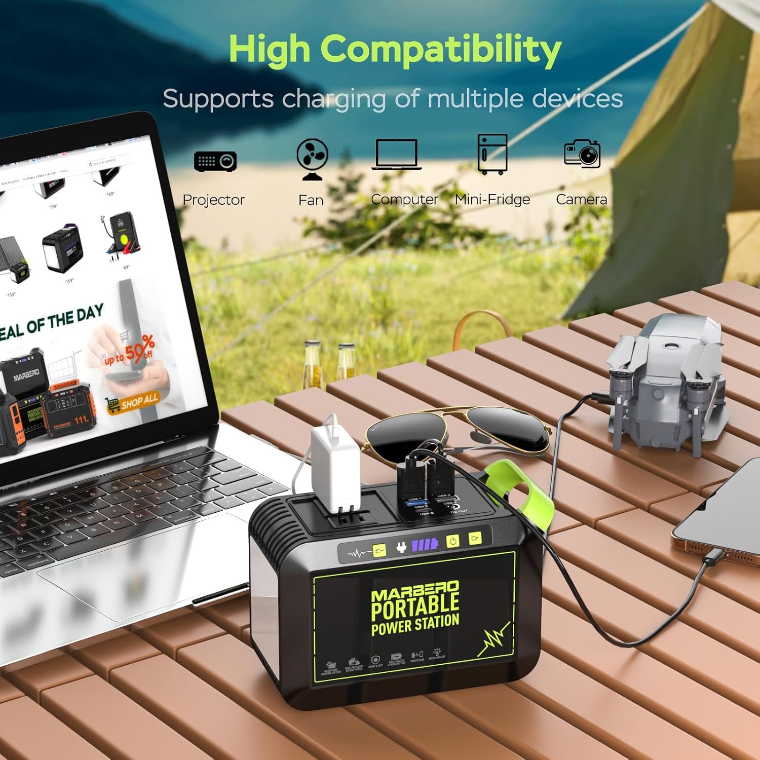 MARBERO Solar Powered Generator 88Wh, 120W Surge with 25W Solar Panel Kit | Solar Generator with Panels Included Portable Power Station with AC Outlet 110V for Camping Outdoor Home Backup Emergency RVs - Image 3