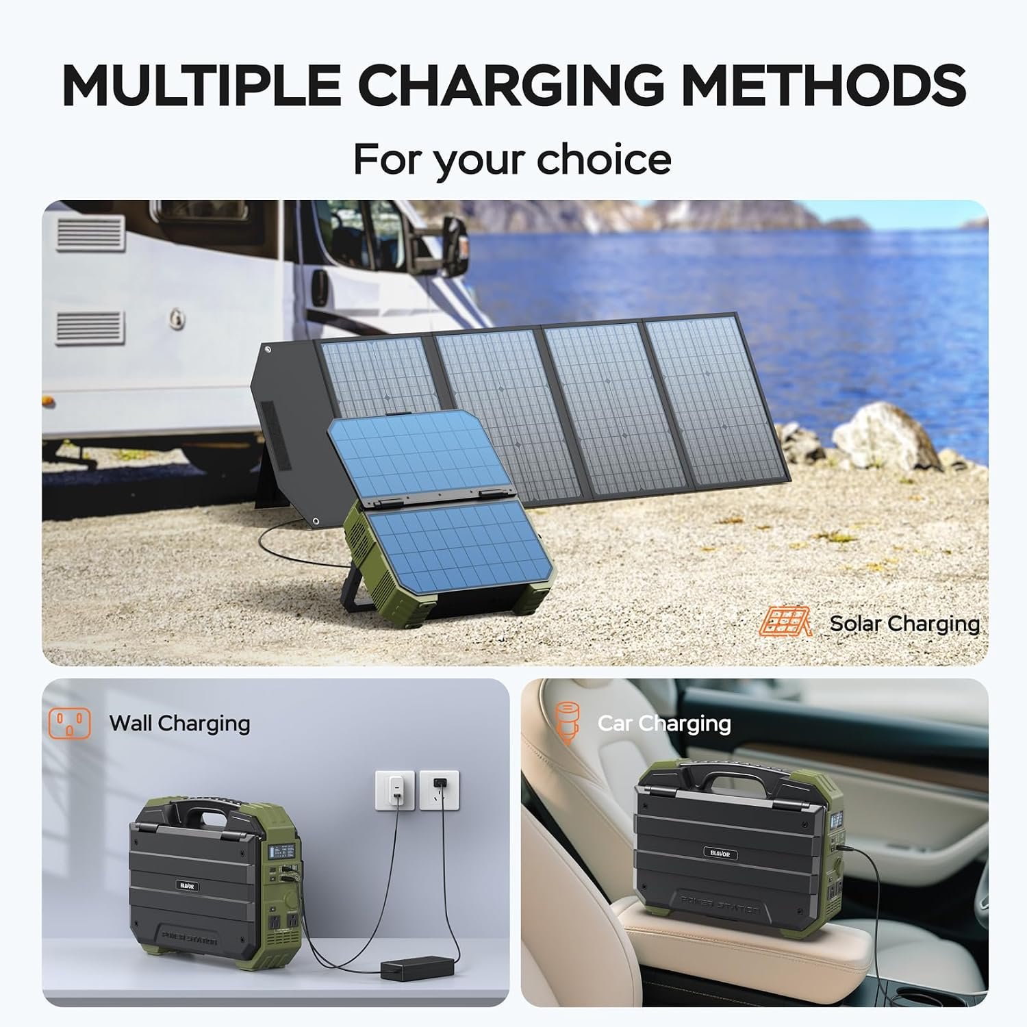 BLAVOR Portable Power Station 1600W (Peak 3200W), Built-in Solar Panel, 1024Wh LiFePO4 Battery, 100W USB-C Fast Charge, Solar Generator for Home Backup, Camping, Power Outages & RV - Image 5