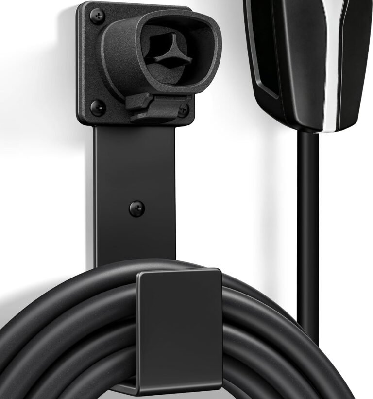 EV Charger Holder - Tesla Connector, Nozzle Holster Dock and J-Hook Combination, EV Cable Holder Wall-Mount Electric Vehicle Charger
