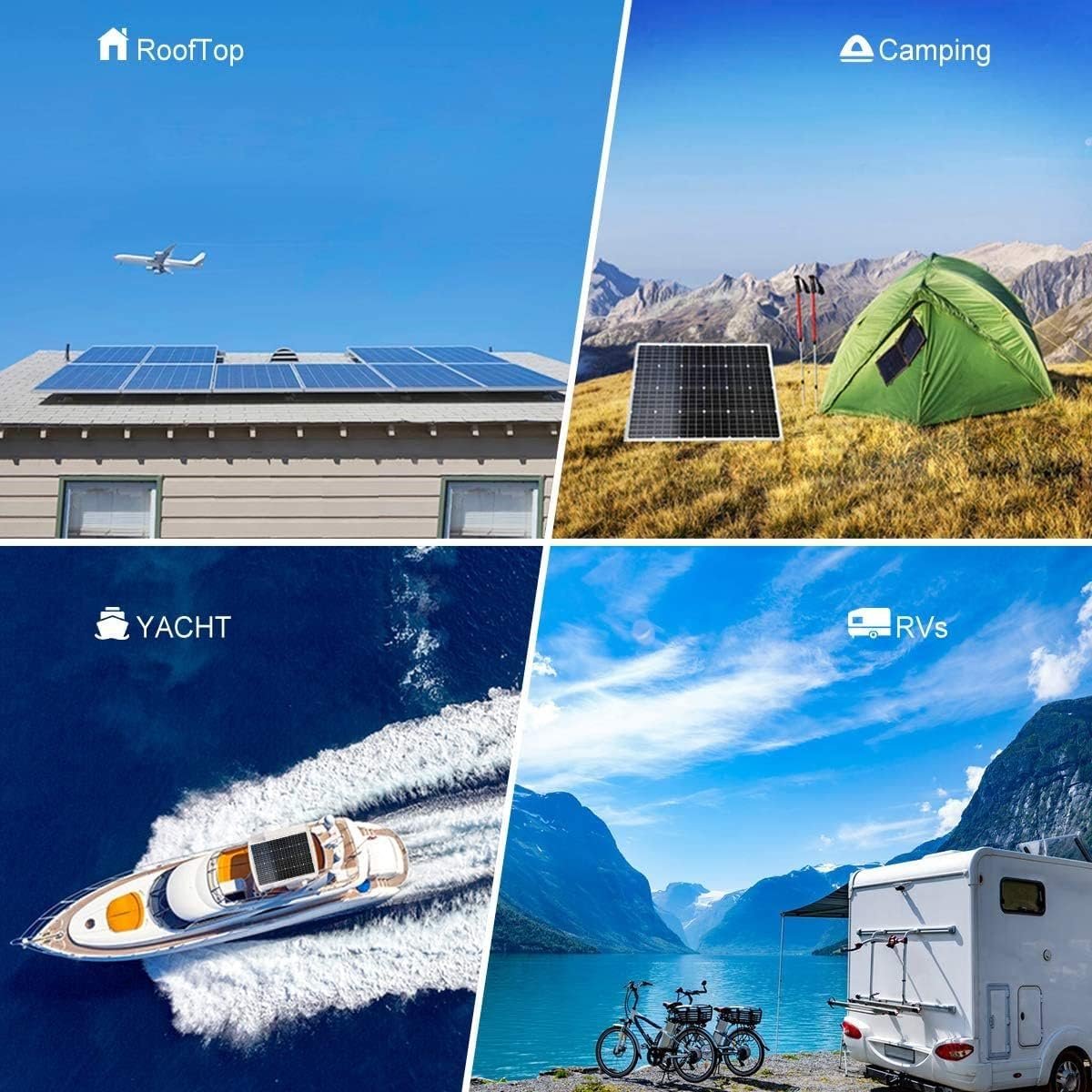1280WH Complete Off-Grid Solar Panel Kit with 1000W Pure Sine Wave Inverter, 20A MPPT Controller & 100Ah 12.8V LiFePO4 Battery, 2×120W Monocrystalline Solar Panels for RV Boat Cabin Shed Home Backup - Image 9
