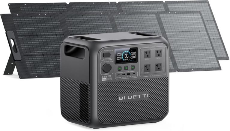 BLUETTI Elite 200 V2 Solar Generator & 2x200W Solar Panel Included 2073.6Wh | Battery Backup w/ 4 2600W AC Outlets 3900W Power Lifting, Fast Charge Portable Power Station for Camping, Off-grid, Emergency