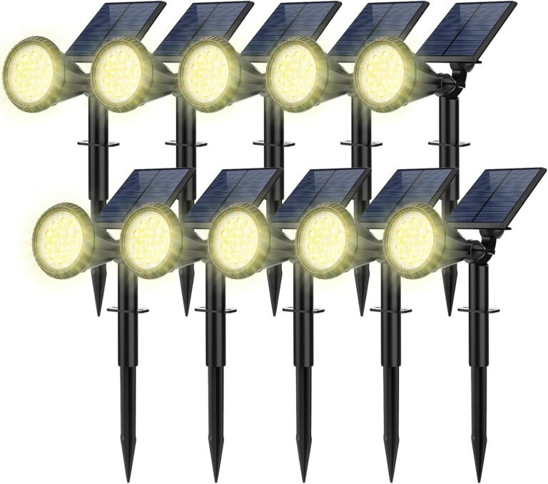 Solar Spot Lights Outdoor, 10 Pack Outdoor Solar Lights for Yard, 4 Lighting Mode Solar Landscape Spotlights with Auto On/Off, 2-in-1 Waterproof Wall Lights for Garden, Walkway (Warm White)