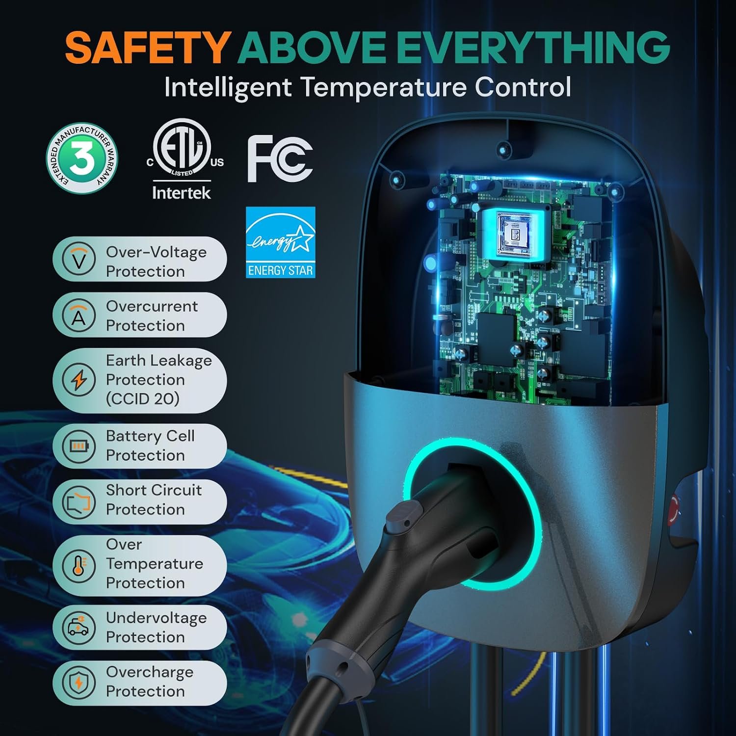 Level 2 EV Charger(WiFi APP/Plug-Play), 48A Nema 14-50p, 25ft Cable ETL Certified, Home Level 2 EVSE Car Charger w/ J1772 Connector, Electric Vehicle Charging Stations (46) - Image 6